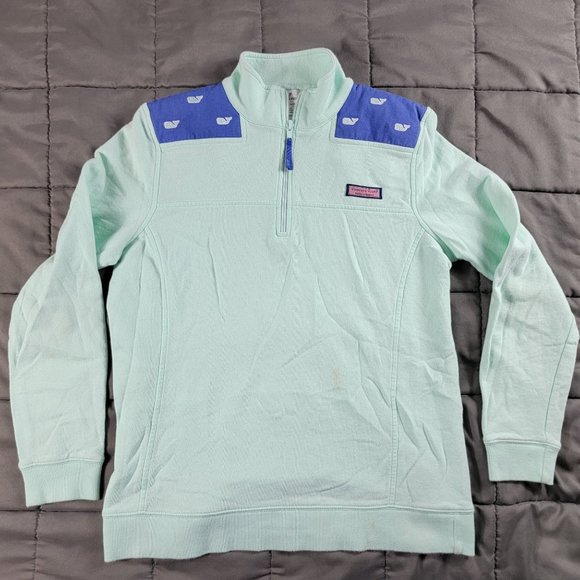 Vineyard Vines Womens Medium Green Embroidered Whale Shep Shirt Lightweight Warm - Picture 1 of 11
